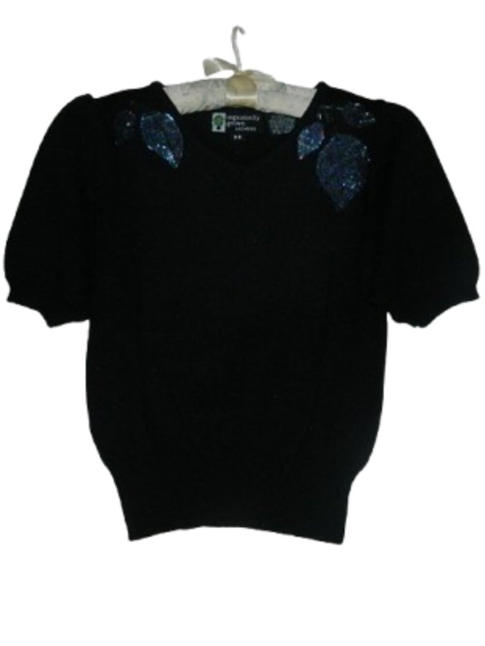 Womens Vintage Sweater 70s 80s Organically Grown Medium Sequins